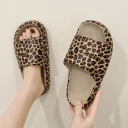 image-Leopard Print EVA Sandals - Khaki Trendy Summer Shoes - Non-Slip Women