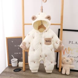 image-Baby Winter Jumpsuit - White Hooded 90cm