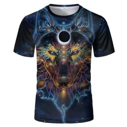 image-Wolf 3D Print T-Shirt - Black Short Sleeve
