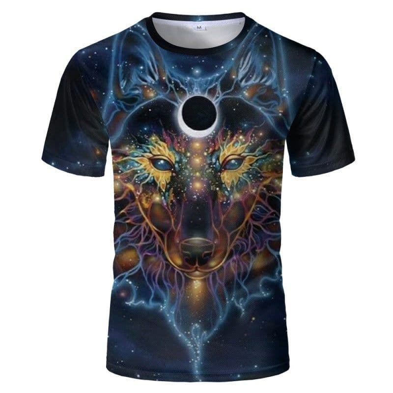 image-Wolf 3D Print T-Shirt - Black Short Sleeve