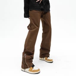 image-Men's Brown Straight Leg Jeans - Fleece Lined 3XL