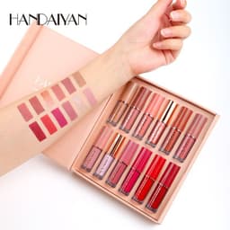 image-HANDAIYAN 12 Color Matte Lip Gloss Set - Non-Stick Cup