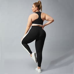 image-Women's Plus Size Yoga Set - Nude Color Block