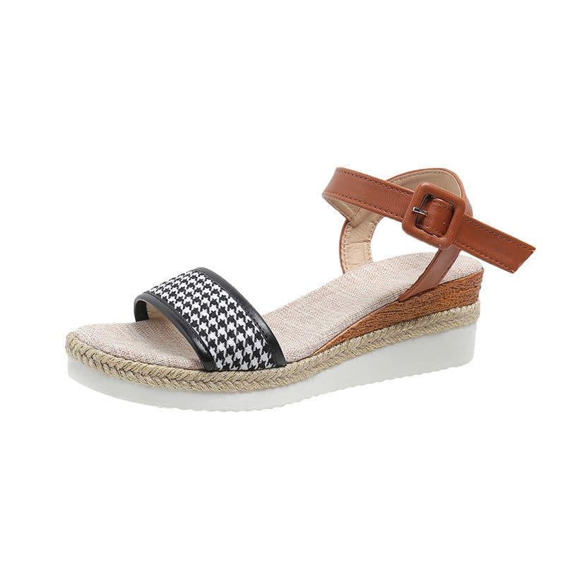 image-Strappy Sandals - Black Microfiber Size 42
