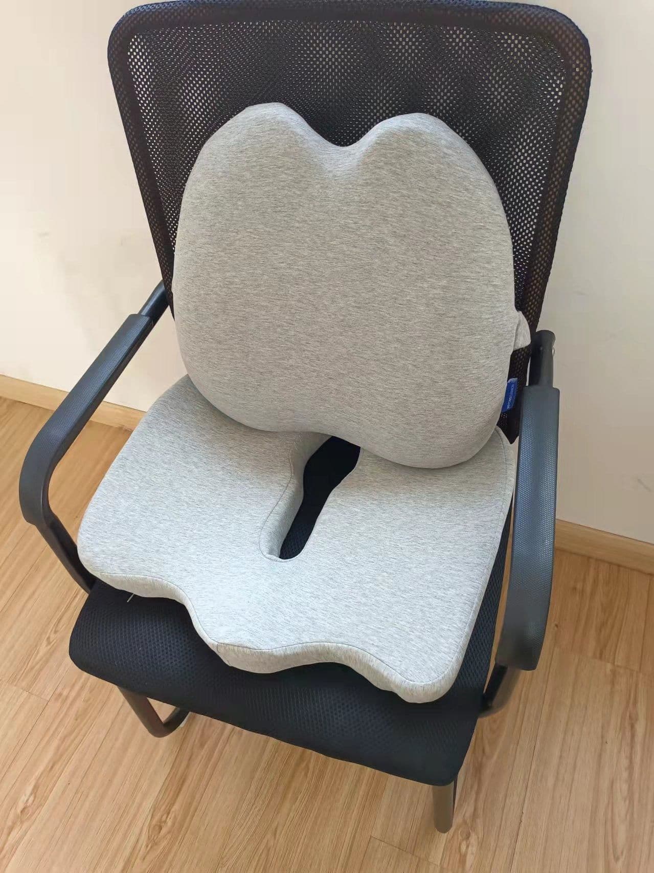 image-Office Chair Lumbar Cushion - Blue Memory Foam Backrest Pillow for Pregnant Women