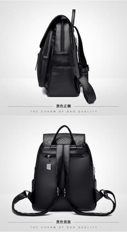 image-Backpack Women's Navy Blue PU Leather 20-35L