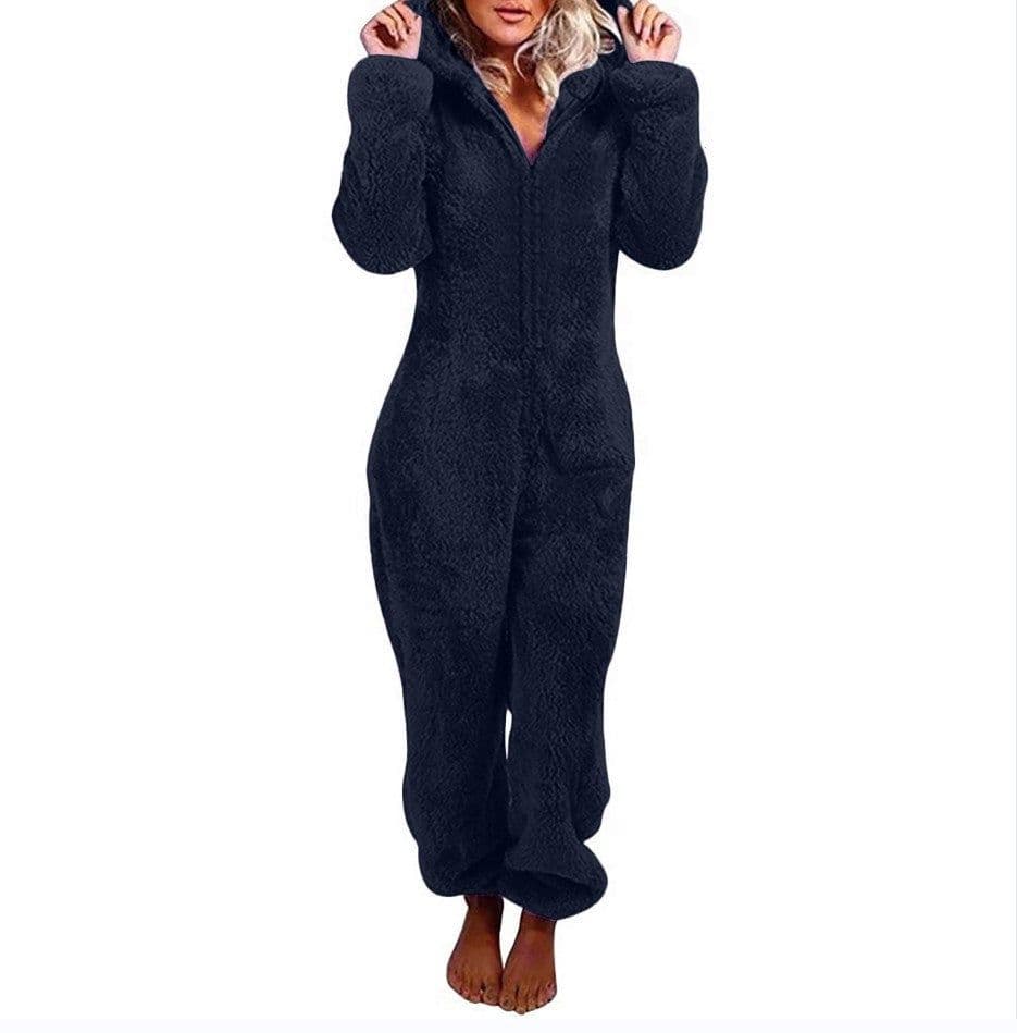 image-Women's Hooded Jumpsuit Fleece - Light Purple 5XL