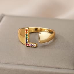 image-Retro Zirconia 26 Letter Adjustable Ring - Personalized Fashion Design