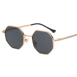 image-2022 Fashion Polygonal Metal Sunglasses Copper Alloy Frame Gold With Black Lenses Unisex Full Rim Party Style DB59