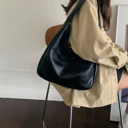 image-Women's PU Bucket Bag - Off White Tote Shoulder Bag