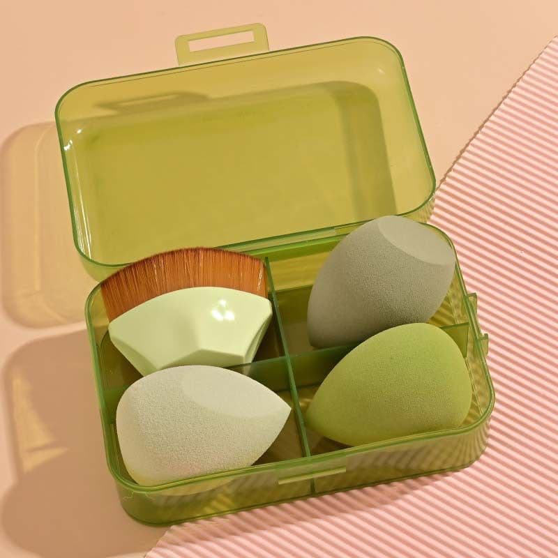 image-Beauty Egg Makeup Sponge Set - Foundation Brush & Powder Puff