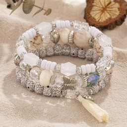 image-Bohemian Wood Beads Elastic Bracelet - Black
