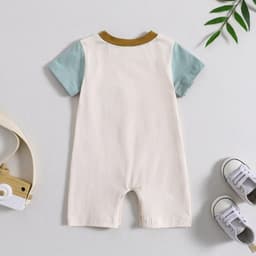 image-Baby Romper Summer Short Sleeve Army Green Blue 100cm