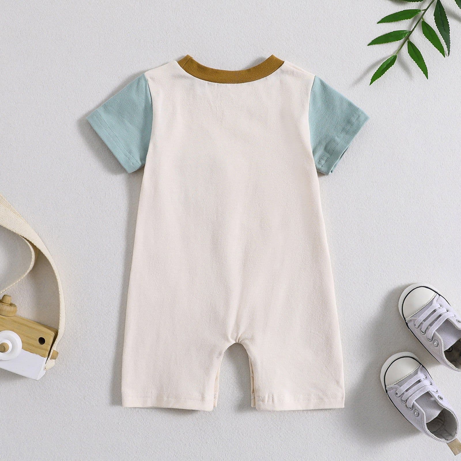 image-Baby Romper Summer Short Sleeve Army Green Blue 100cm