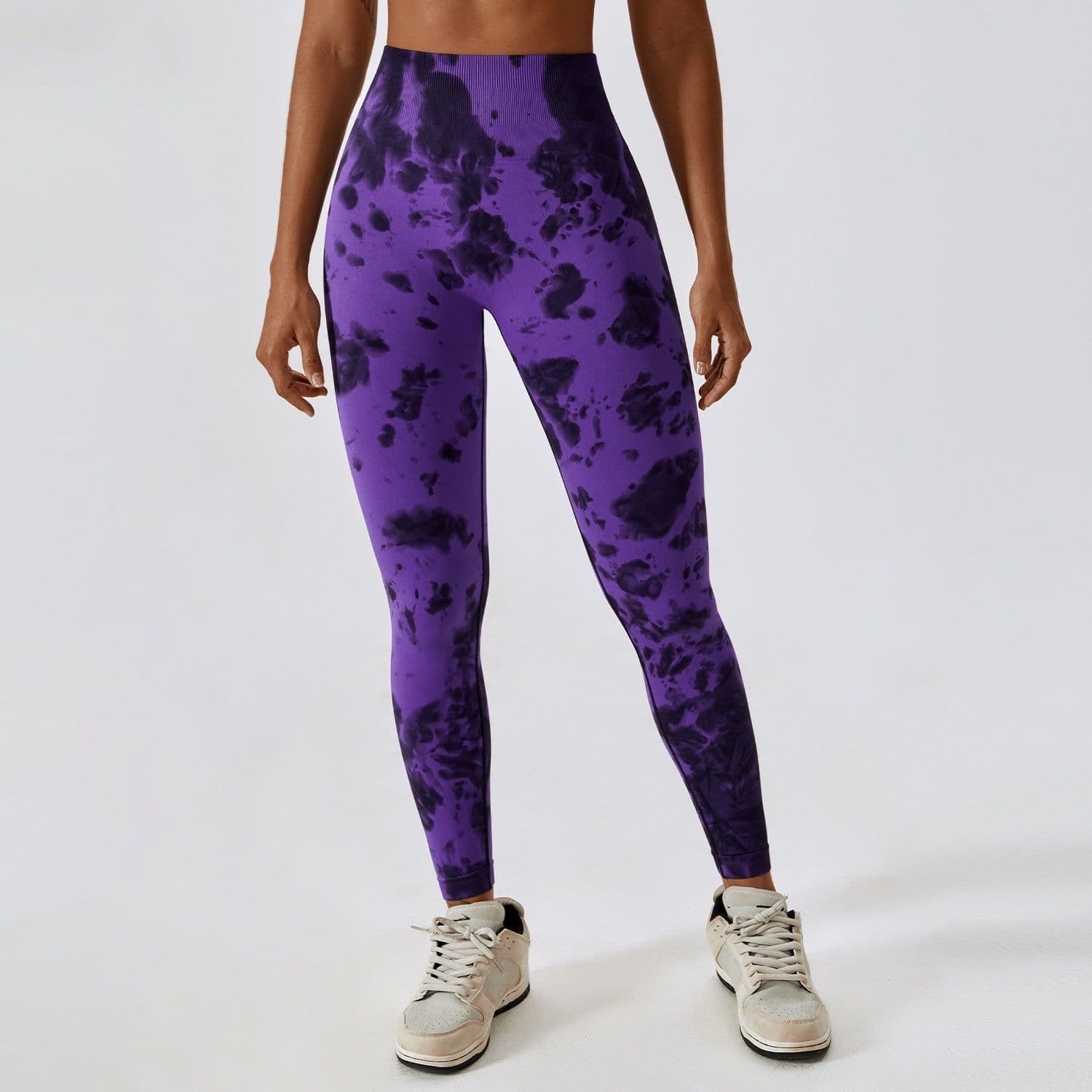 image-Tie-dye seamless high-waisted yoga pants peach hip lifting fitness pants running sports tight pants 7356