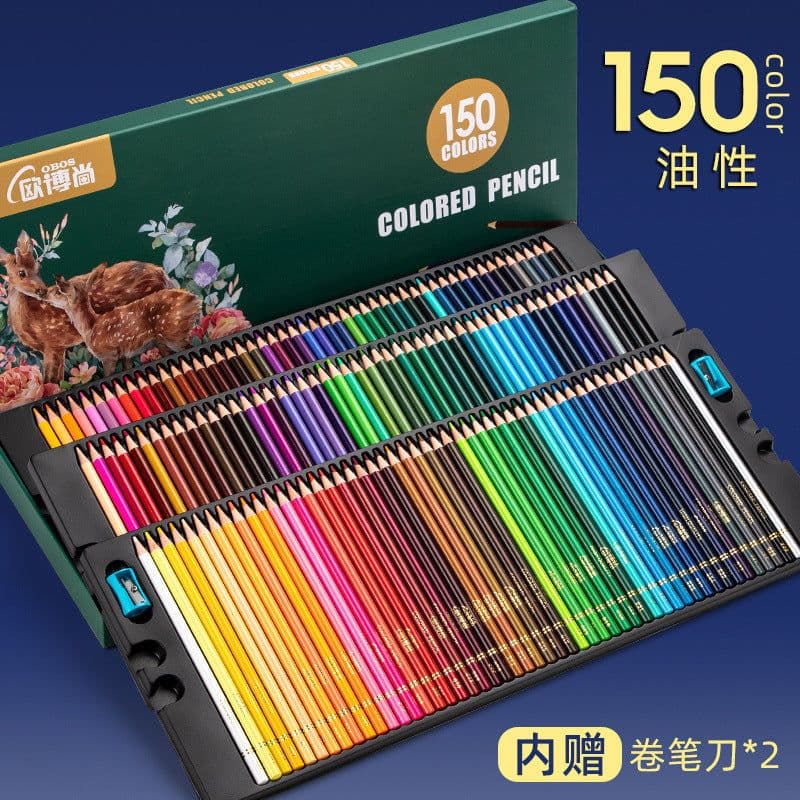 image-Ouboshangcai 48-Color Water-Soluble Pencils - Kids Art Set