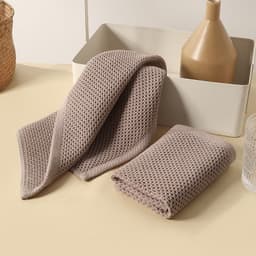 image-Cotton Kitchen Towel - Beige Honeycomb Absorbent