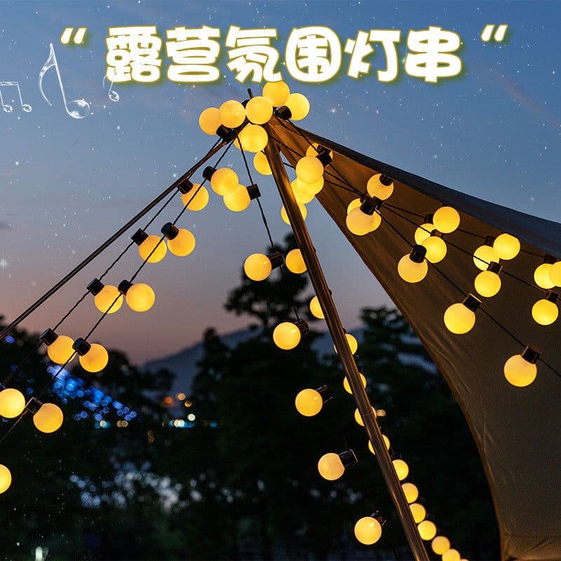 image-LED camping decorative light string wedding party layout bulb light outdoor garden tent canopy 5cm ball light string