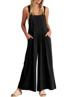 image-Women's Sleeveless Jumpsuit - Dark Brown Polyester 5XL