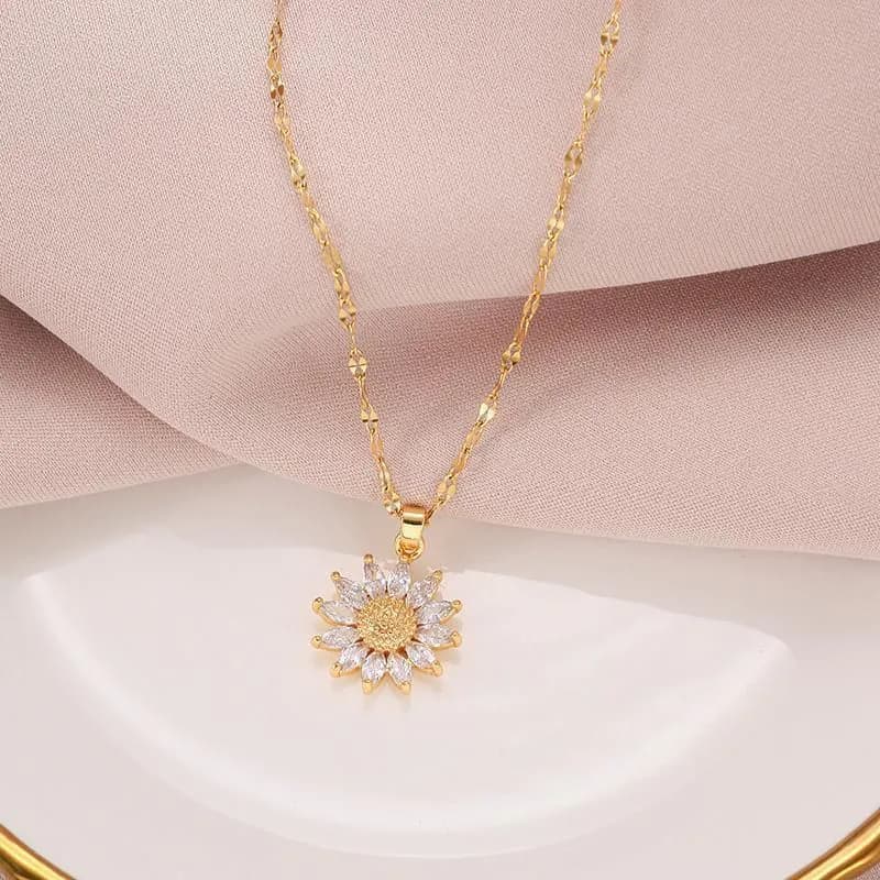 image-Kanai Daisy Pendant Necklace - Titanium Steel Gold