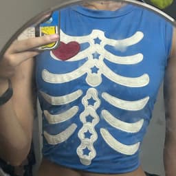 image-European American Y2K Blue Crop Top - Slim Fit