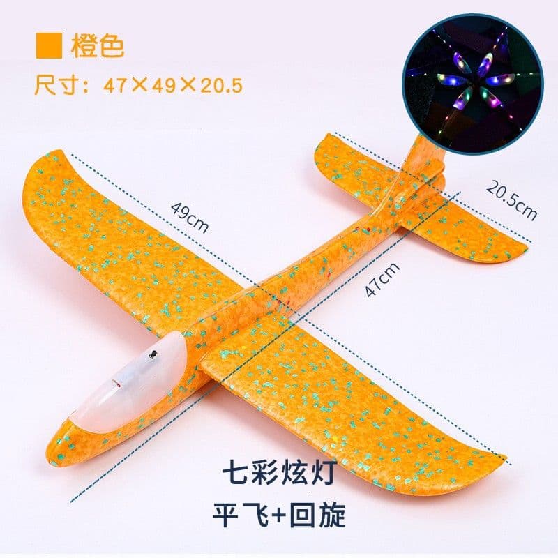 image-Foam Aircraft Throwing Glider - 48cm Orange DIY Outdoor Model for Kids 7-14