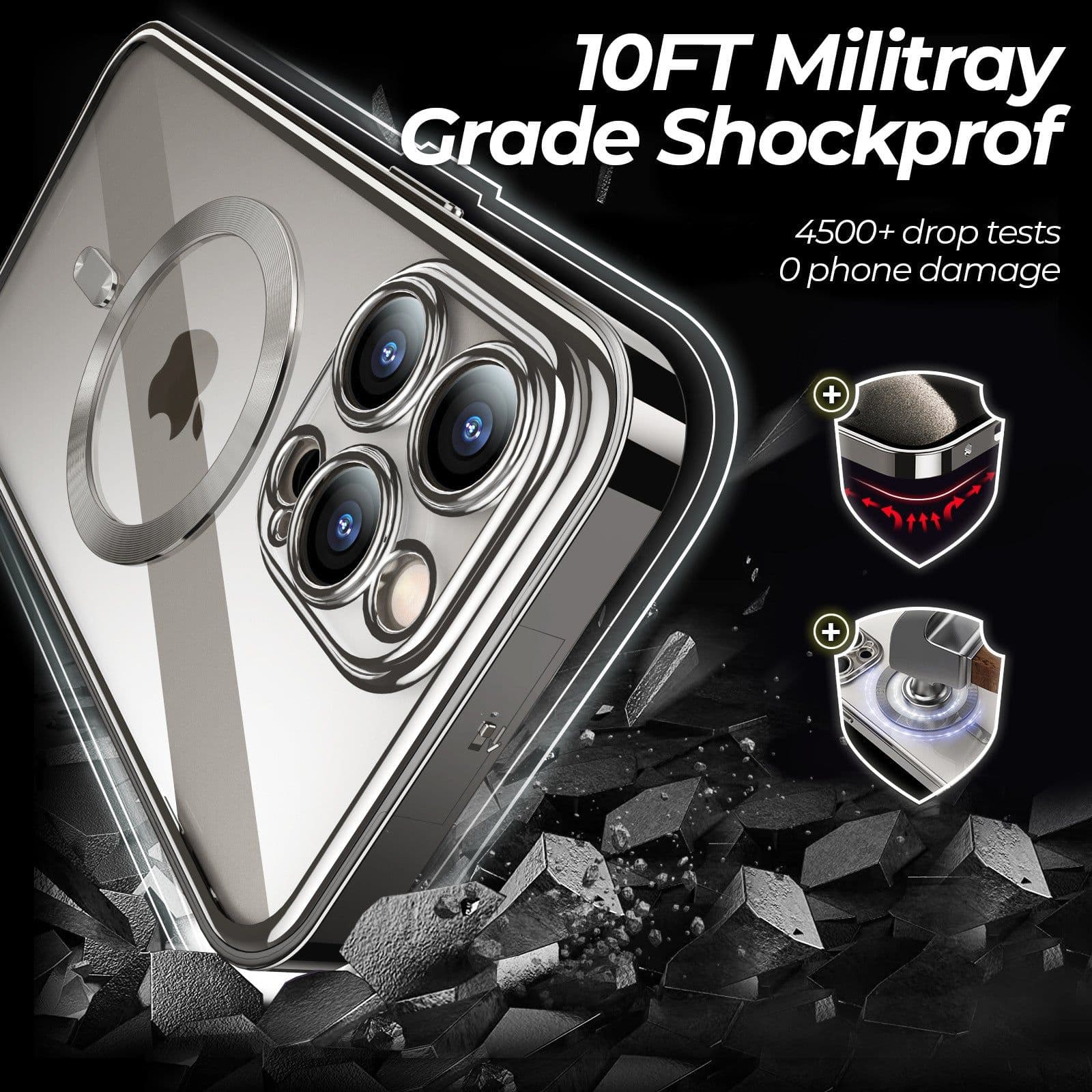 image-iPhone 15 Pro MagSafe Metal Phone Case - Black Buckle Magnetic Snap