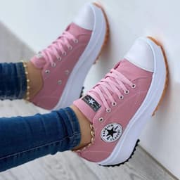 image-Canvas Shoes Women's Platform Low-Cut Pink Size 44