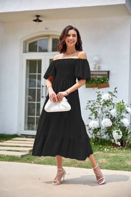 image-Summer Cross-Border Women's Dress - Square Collar Backless Puff Sleeves (54 characters)