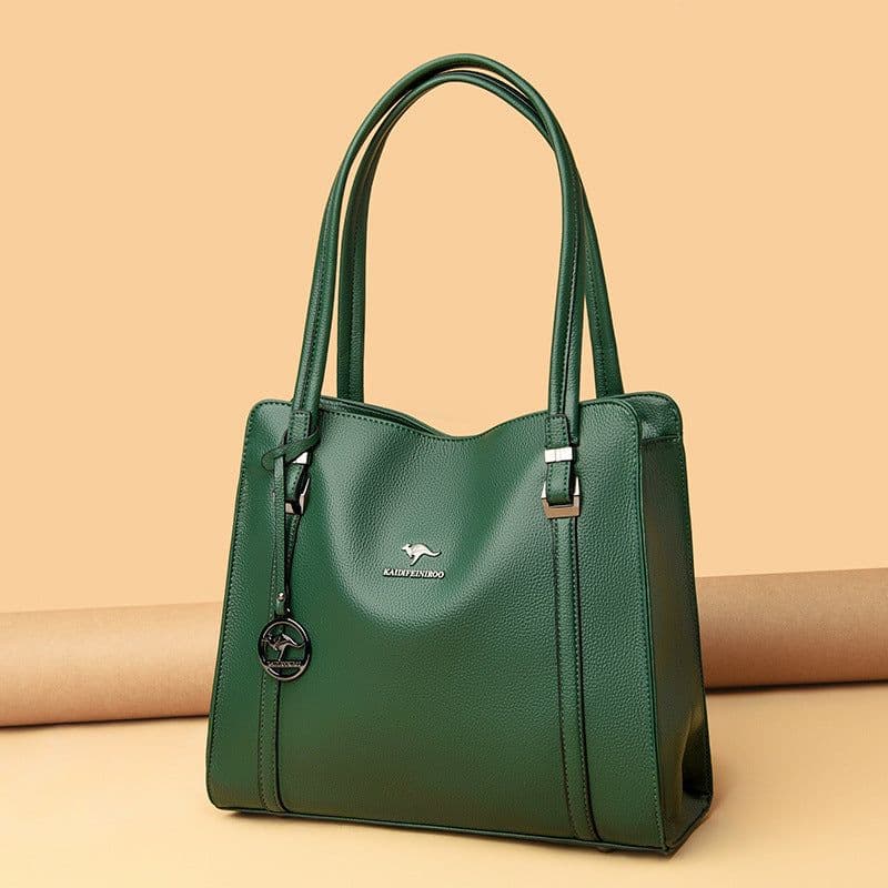 image-Women's Large Capacity Messenger PU Tote Bag Blue 2021