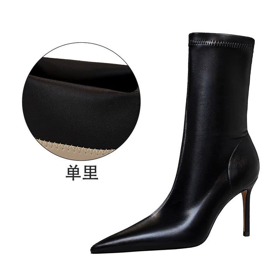 image-BIGTREE Stiletto High Heel Boots - Khaki Pointy Toe