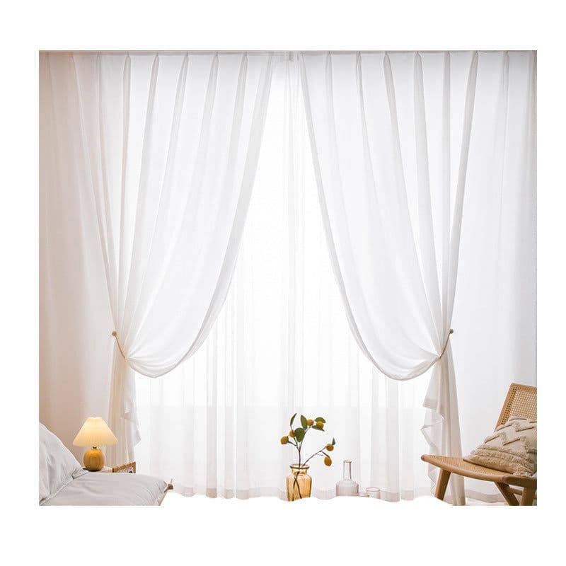 image-Spring Gate Polyester Fishbone Curtain - Modern Opaque Thickened Sun-Drying Wear-Resistant