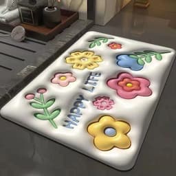 image-Bathroom Mat - Machine Washable Square Non-Slip Pad