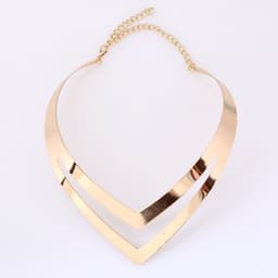 image-Metal Collar Necklace - Gold/White Zinc Alloy