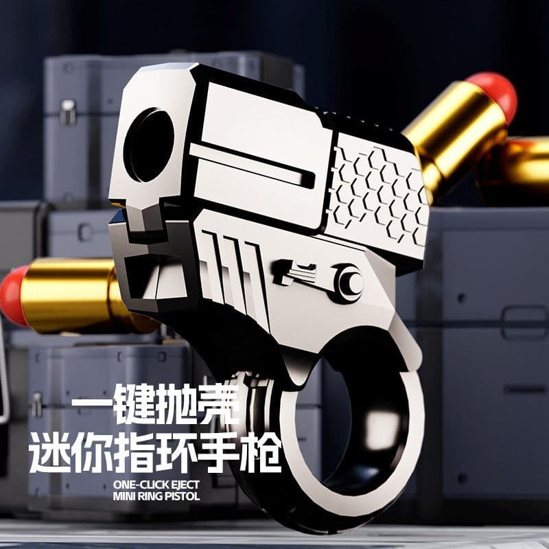 image-Mini 3D Decompression Ring Pistol Toy - Electroplated Silver-JJ001