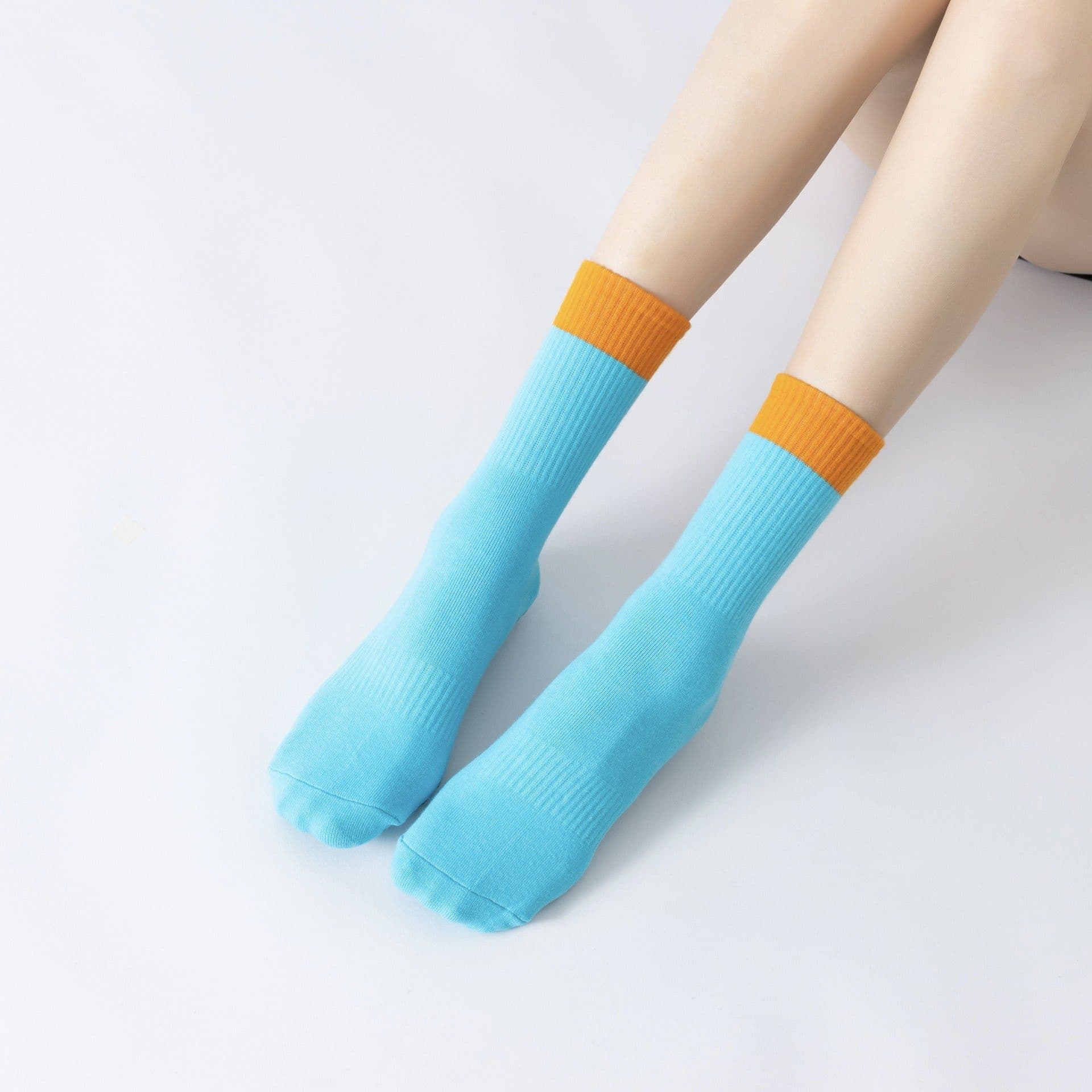 image-Two-Tone Yoga Socks - Cotton Non-Slip Pilates Fitness