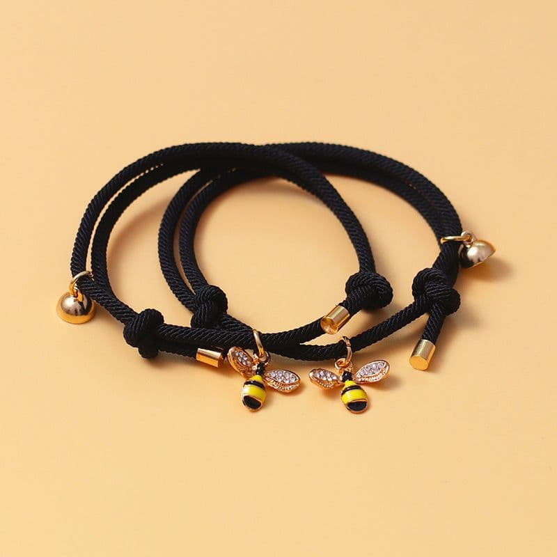 image-Magnetic Love Bee Couples Bracelet 2-Pack Adjustable