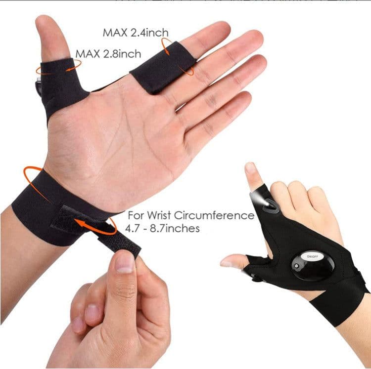 image-Led flashlight fishing maintenance camping running lighting half finger with light night fishing gloves night running with light gloves