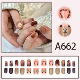 image-Autumn and winter gentle and pure desire simple style wearable manicure patches short, medium and long style white removable fake nail patches
