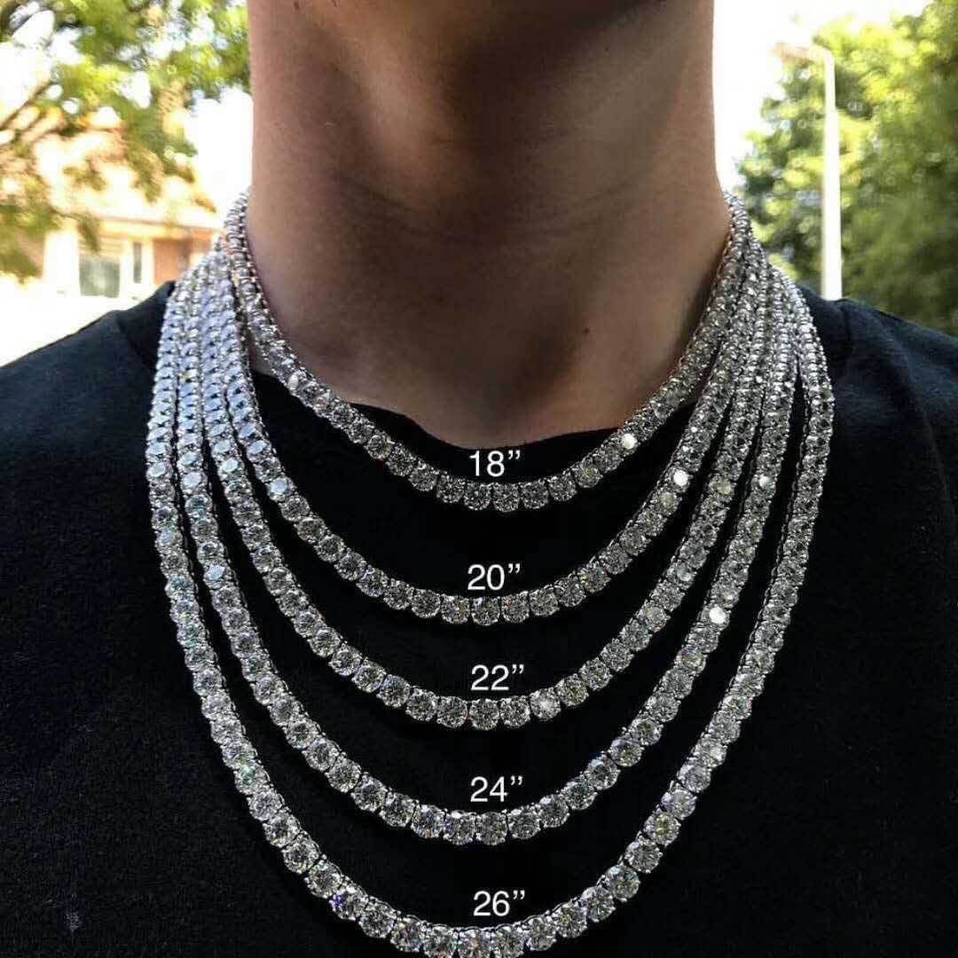 image-Europe and the United States hot trend hip-hop necklace accessories zircon tennis chain a row of diamonds copper inlaid zircon men’s necklace jewelry
