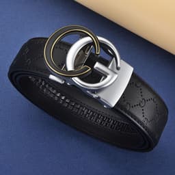 image-Men's Leather Belt Automatic Buckle GG Gun-CC