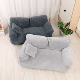 image-Pet Sofa Bed - Rabbit Plush Khaki S 45x38x22cm