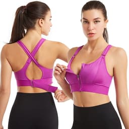 image-Adjustable Front Zipper Sports Bra Breathable For Women
