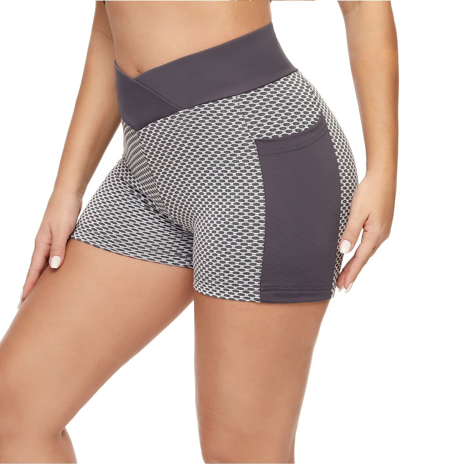 image-LJQ Women's High Waist Yoga Shorts - Peach