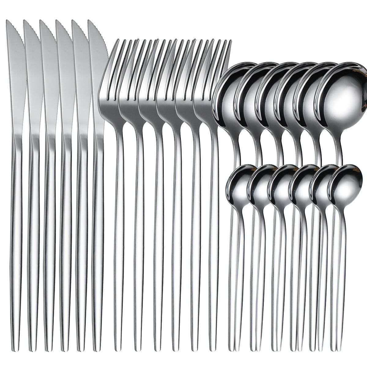 image-Yigang Stainless Steel Flatware Set 24 Piece Silver