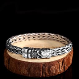 image-Seiko Men's 925 Silver Skull Bracelet - Retro Jewelry