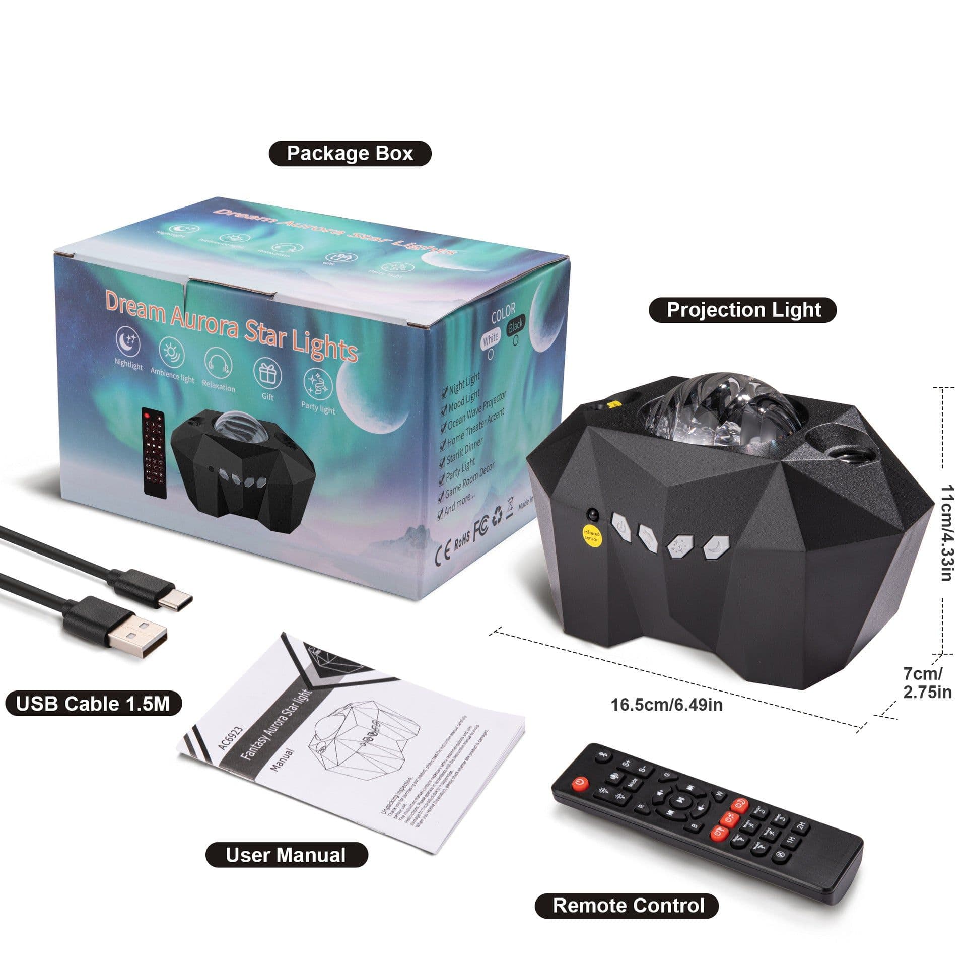 image-Dreamy Night Light Projector - LED USB Bluetooth Audio Starry Sky Lamp