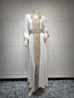 image-AB199 Middle East women's cross-border summer new abaya ladies party robe Muslim evening dress long skirt
