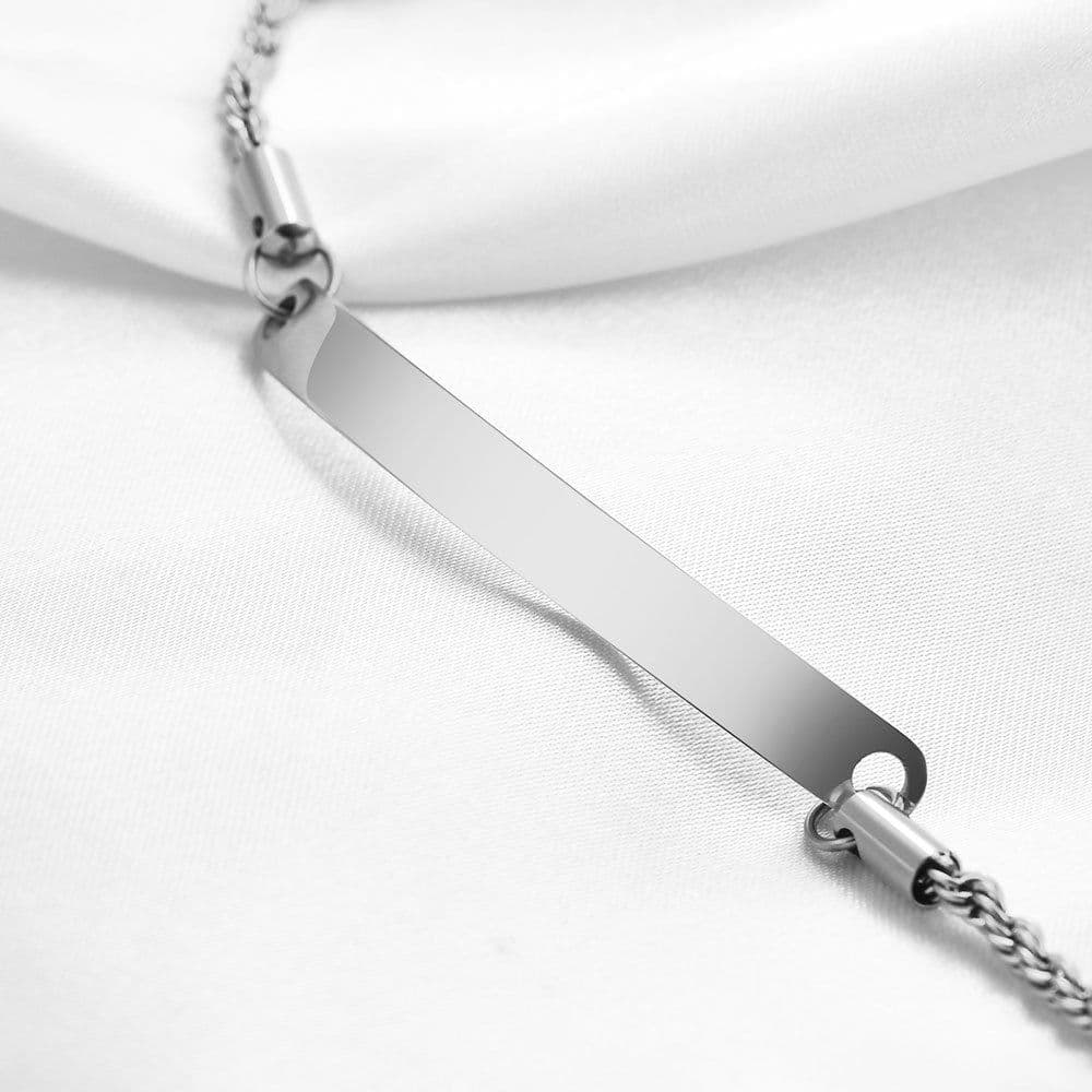 image-Trendy QUR Gold Stainless Steel Bracelet, Women's Curved Twist, Engrave Logo