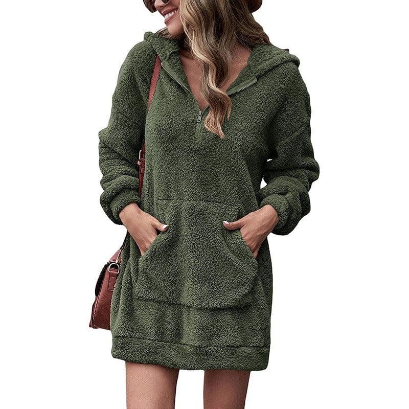 image-Women's Fleece Hoodie Jacket - Loose Fit Long Sleeve 3XL
